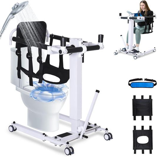 Electric Patient Lift Transfer Wheelchair,Portable Patient Lift Transfer Chair for Home,Foldable Transfer Lift Chair for Car,Shower Toilet Chair with Arms and Back for Seniors