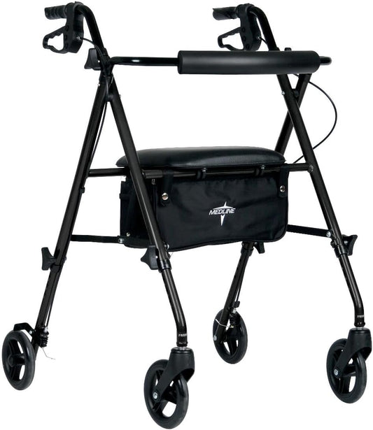 Medline Superlight Folding Aluminum Mobility Rollator Walker – Lightweight, Adjustable & Foldable for Seniors