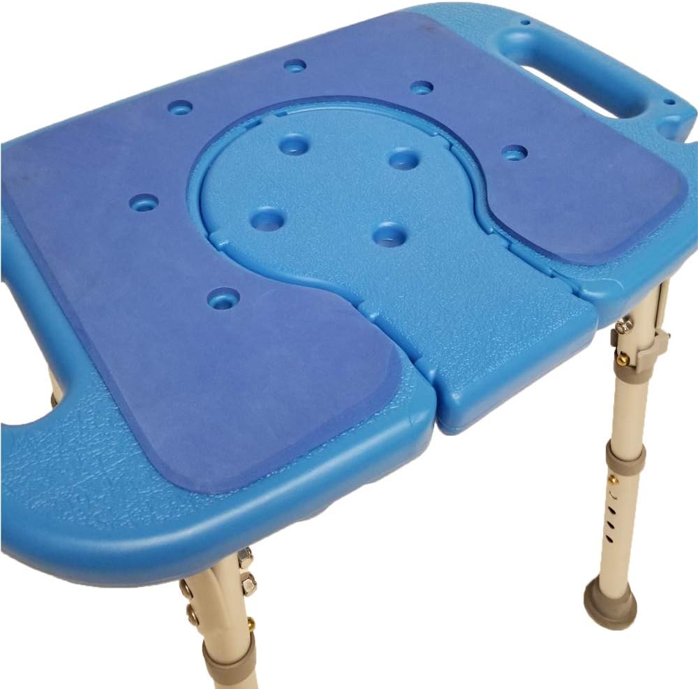 Platinum Health Atlas Deluxe Bariatric Shower/Bath Bench, 600lb. Capacity, Padded with Cutout and Insert. Heavy Duty Shower Chair/Stool with Adjustable Height and XL Seat