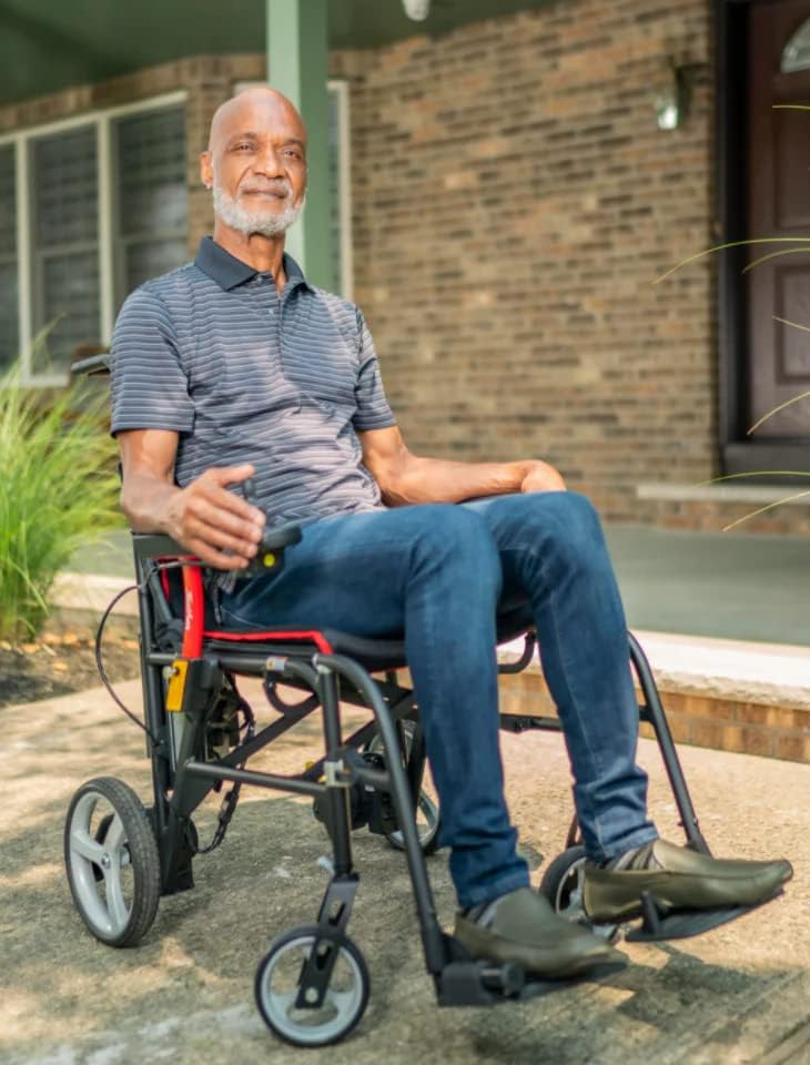 FeatherMobility - Black Lightweight Foldable Electric Power Wheelchair - Right Hand Joystick - 33lb Frame