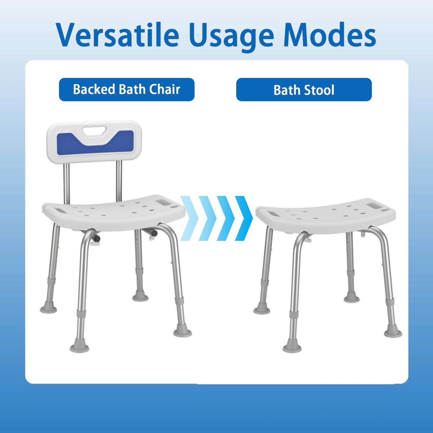 Adjustable Small Stool Shower Chair for Seniors Elderly Handicap Disabled Bariatric Adults Or Women with Back Heavy Duty 500 Lbs Bench Seat for Inside Shower Stall Bathroom Bath Tub Seats Chairs