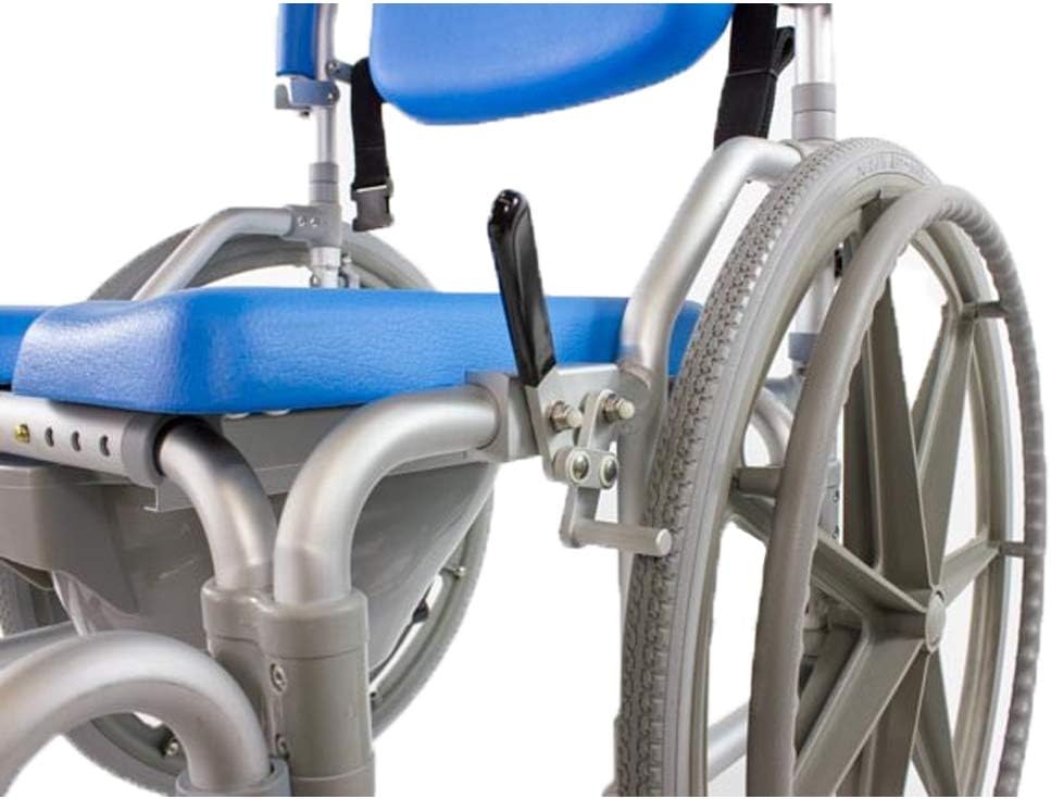 Platinum Health Bariatric Shower/Commode/Transport Chair, Heavy Duty 600lb Capacity, Padded, Retractable Arm and Foot Rests. Self-Propel Wheels. MaxiBathe Professional Shower Chair
