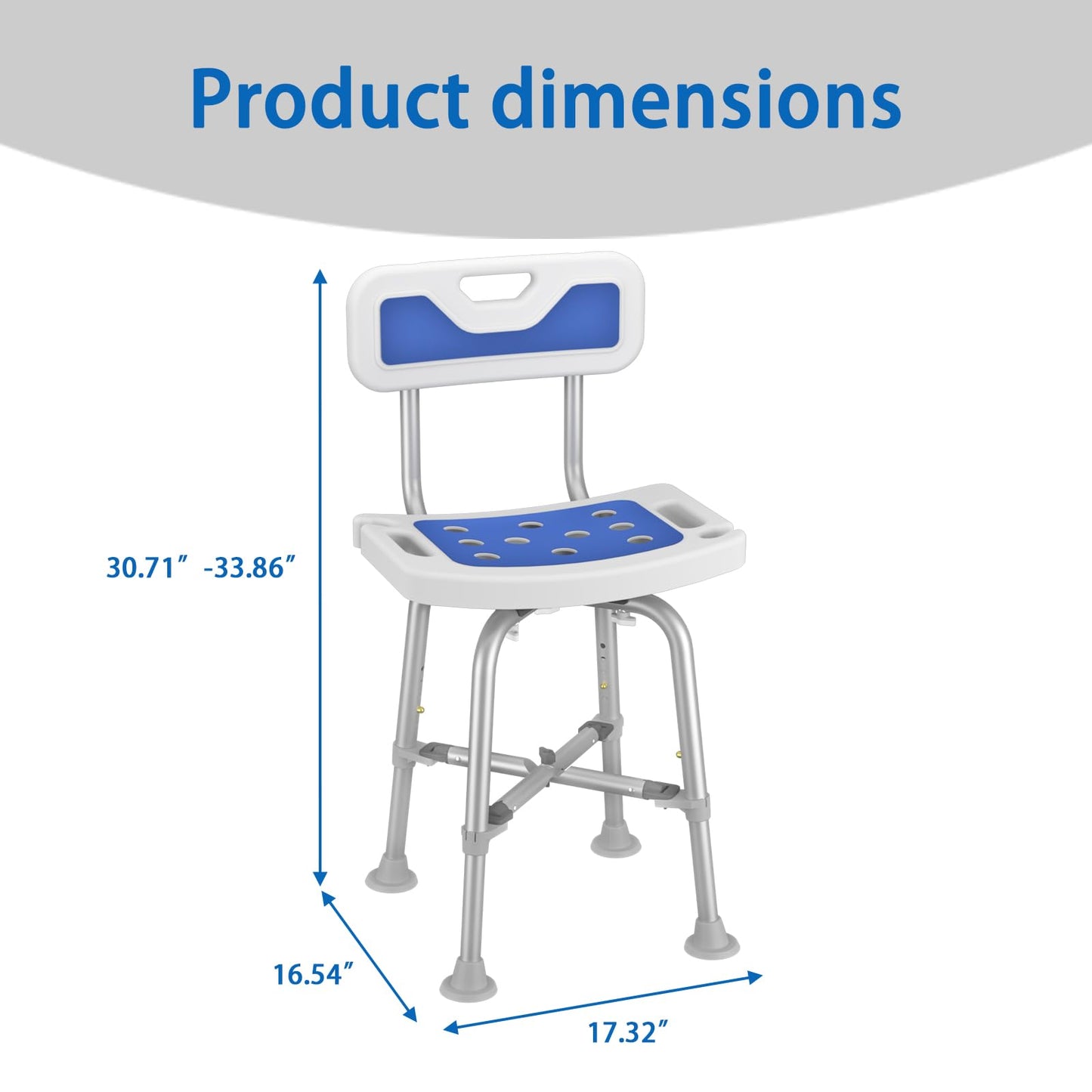 Shower Chair for Seniors Elderly Handicap Disabled Bariatric Adults Or Women with Back Heavy Duty 500 Lbs Adjustable Small Stool Bench Seat for Inside Shower Stall and Bathroom Bath Tub Seats Chairs
