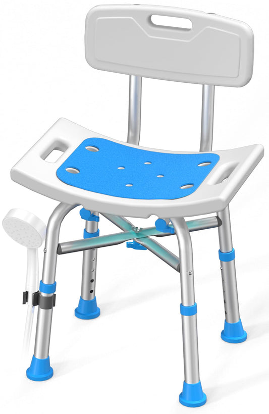 Shower Chair for Inside Shower with Removable Back, FSA/HSA Eligible 500 lbs Heavy Duty Bath Chair for Bathtub, Safety Bath Seat Bath Stool for Seniors and Disabled