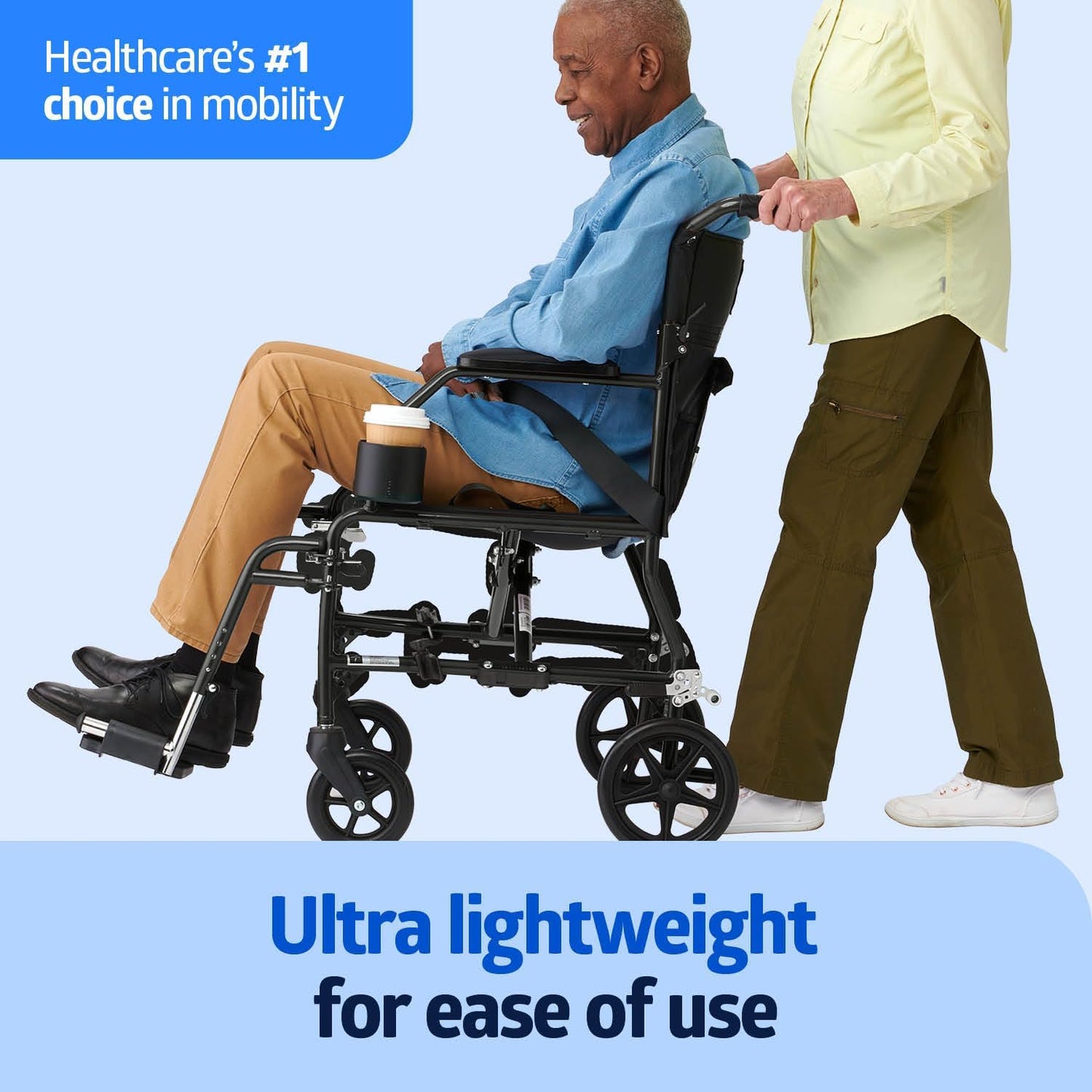Medline Ultra Lightweight Transport Wheelchair for Adults – Foldable, Compact & Comfortable Mobility Solution
