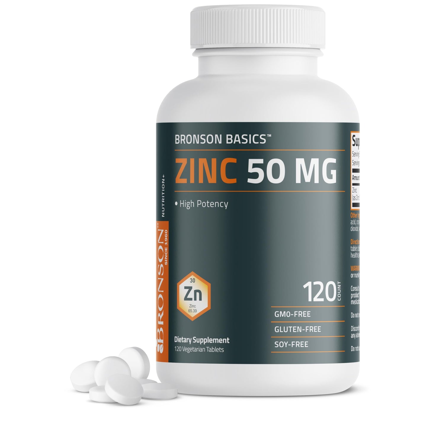 Bronson Zinc 50 MG High Potency One Year Supply Supports Immune, Antioxidant & Skin Health - Non-GMO, 360 Vegetarian Tablets