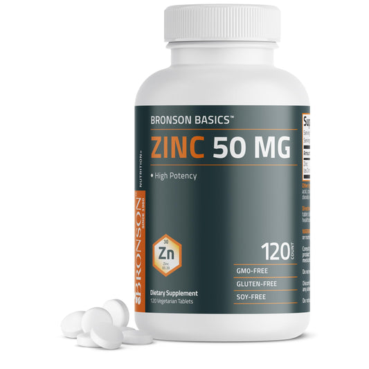 Bronson Zinc 50 MG High Potency One Year Supply Supports Immune, Antioxidant & Skin Health - Non-GMO, 360 Vegetarian Tablets
