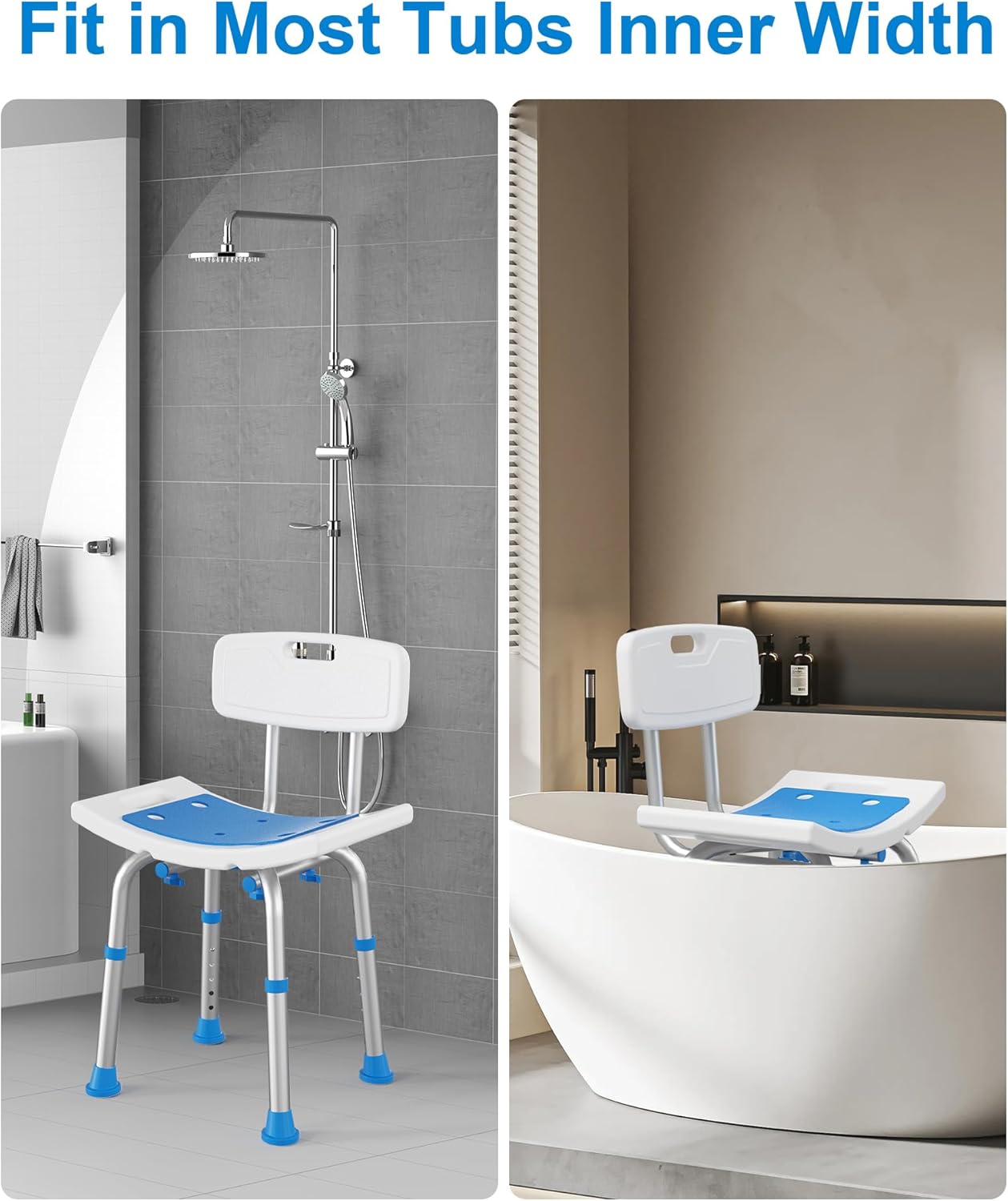Toilet Safety Rails for Seniors and Shower Chair for Inside Shower with Removable Back