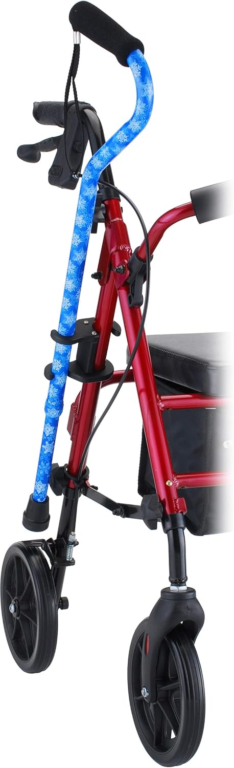 NOVA Cane Holder for Rollator and Folding Walker, Walking Cane Attachment for Walker, Snap-On Design