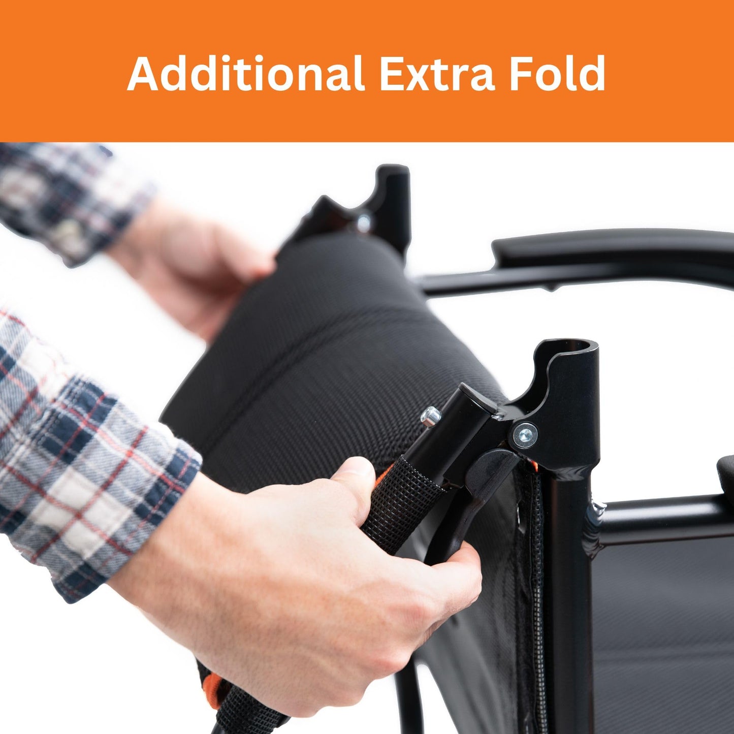 Feather Mobility - 13lb Frame - Black Lightweight Folding Transport Chair - Without Handbrakes - 300 lb Capacity