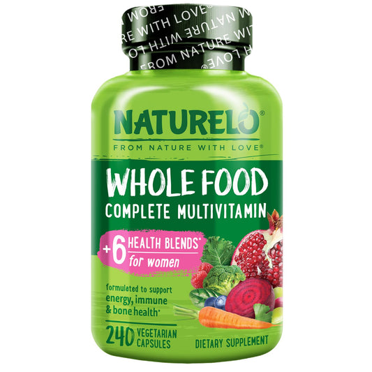 NATURELO Whole Food Multivitamin for Women - with Vitamins, Minerals, & Organic Extracts - Supplement for Energy and Heart Health - Non GMO - 120 Vegan Capsules