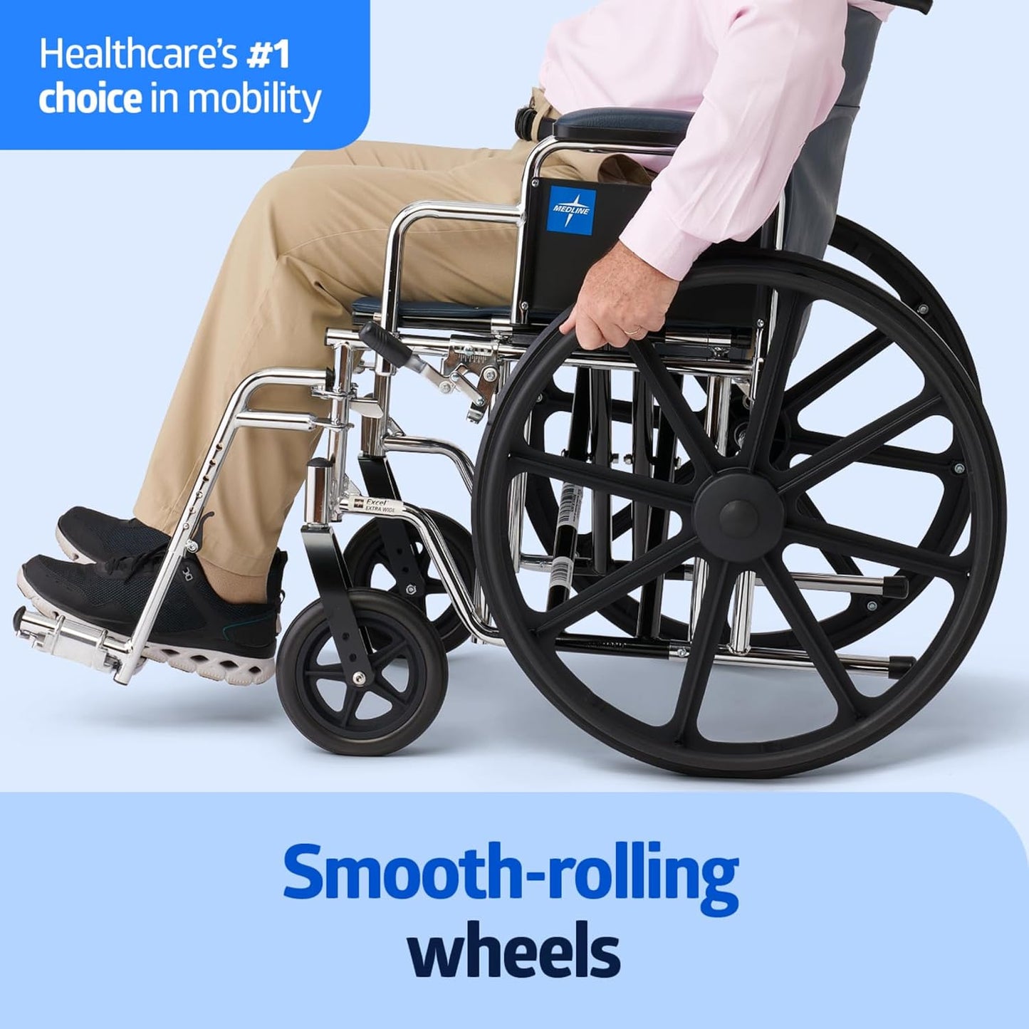 Medline Excel Extra-Wide Bariatric Wheelchair – Heavy-Duty Mobility Support for Adults & Seniors