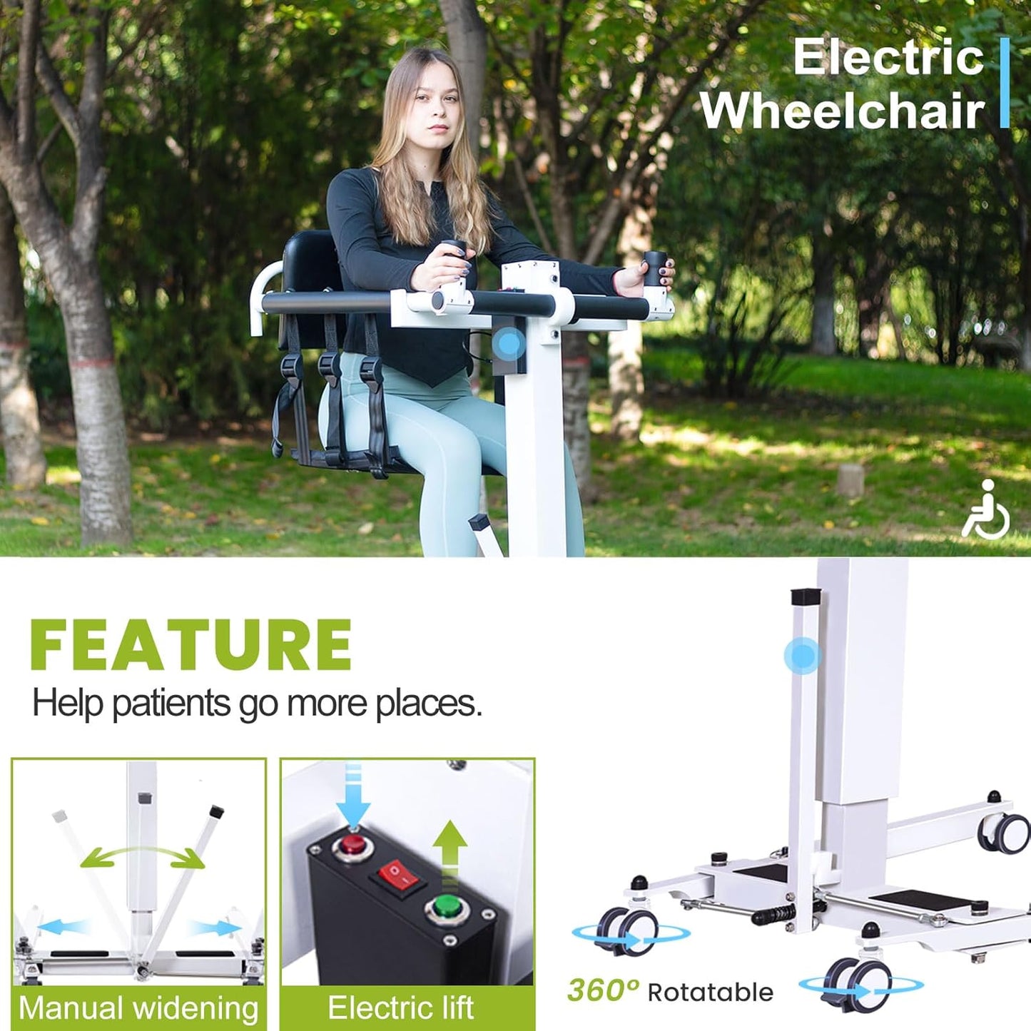 Upgrade-Electric Transfer Lift,Patient Lift Transfer Chair for Home,Folding Portable Patient Lift for Car,Handicap Lift Shower Chair,Bathroom Wheelchairs Transfer Chairs for Seniors