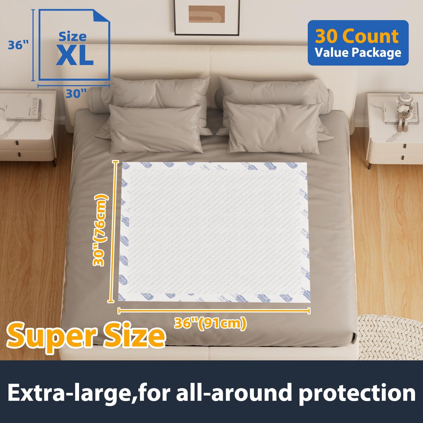 150 Gram Heavy Duty Chucks 40"x36" Disposable Tear Resistant Adult Incontinence Bed Pads,3XL Extra Large Thicken Puppy Pee Pad,10X Super Absorbency 360 Lb Transfer[20 Pads]