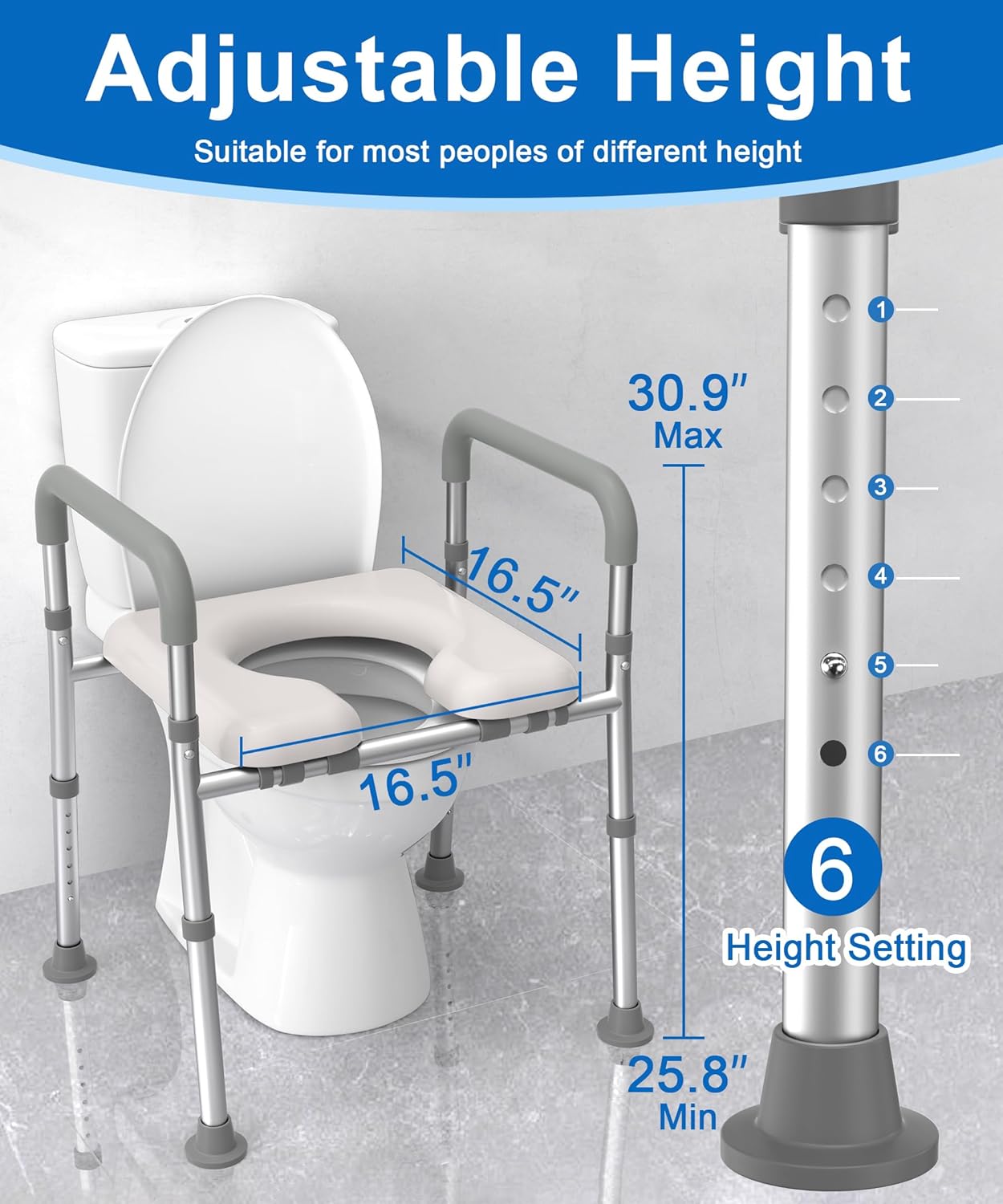 Rollator Walker with Seat and Raised Toilet Seat with Handles