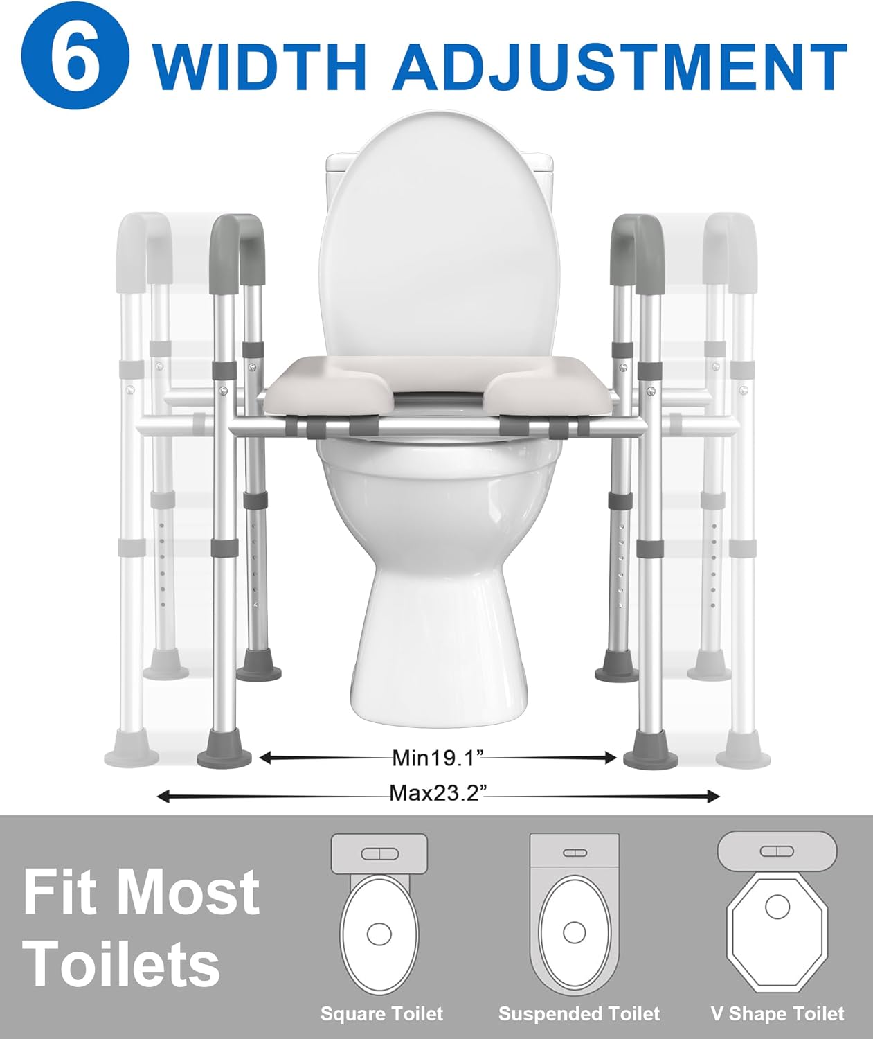 Rollator Walker with Seat and Raised Toilet Seat with Handles