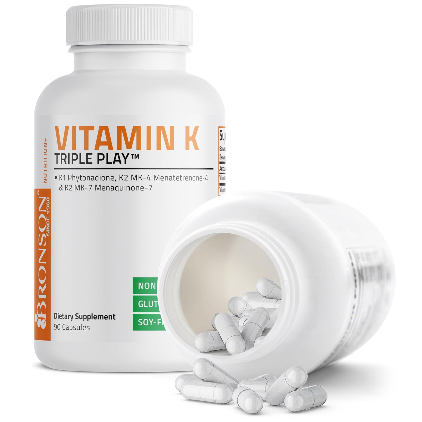 Vitamin K Triple Play (Vitamin K2 MK7 / Vitamin K2 MK4 / Vitamin K1) Full Spectrum Complex Vitamin K Supplement, 180 Capsules
