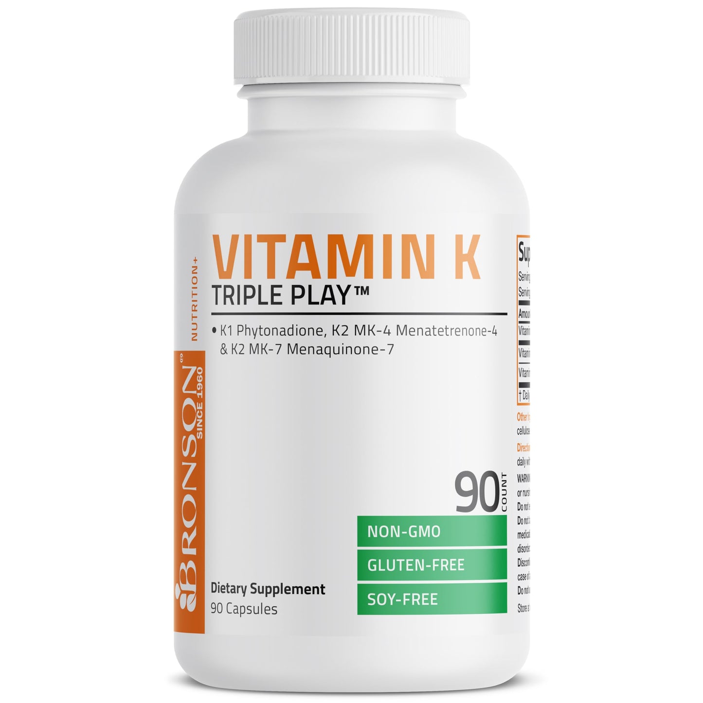 Vitamin K Triple Play (Vitamin K2 MK7 / Vitamin K2 MK4 / Vitamin K1) Full Spectrum Complex Vitamin K Supplement, 180 Capsules