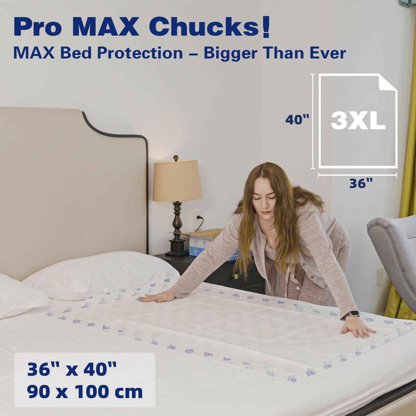 150 Gram Heavy Duty Chucks 40"x36" Disposable Tear Resistant Adult Incontinence Bed Pads,3XL Extra Large Thicken Puppy Pee Pad,10X Super Absorbency 360 Lb Transfer[20 Pads]