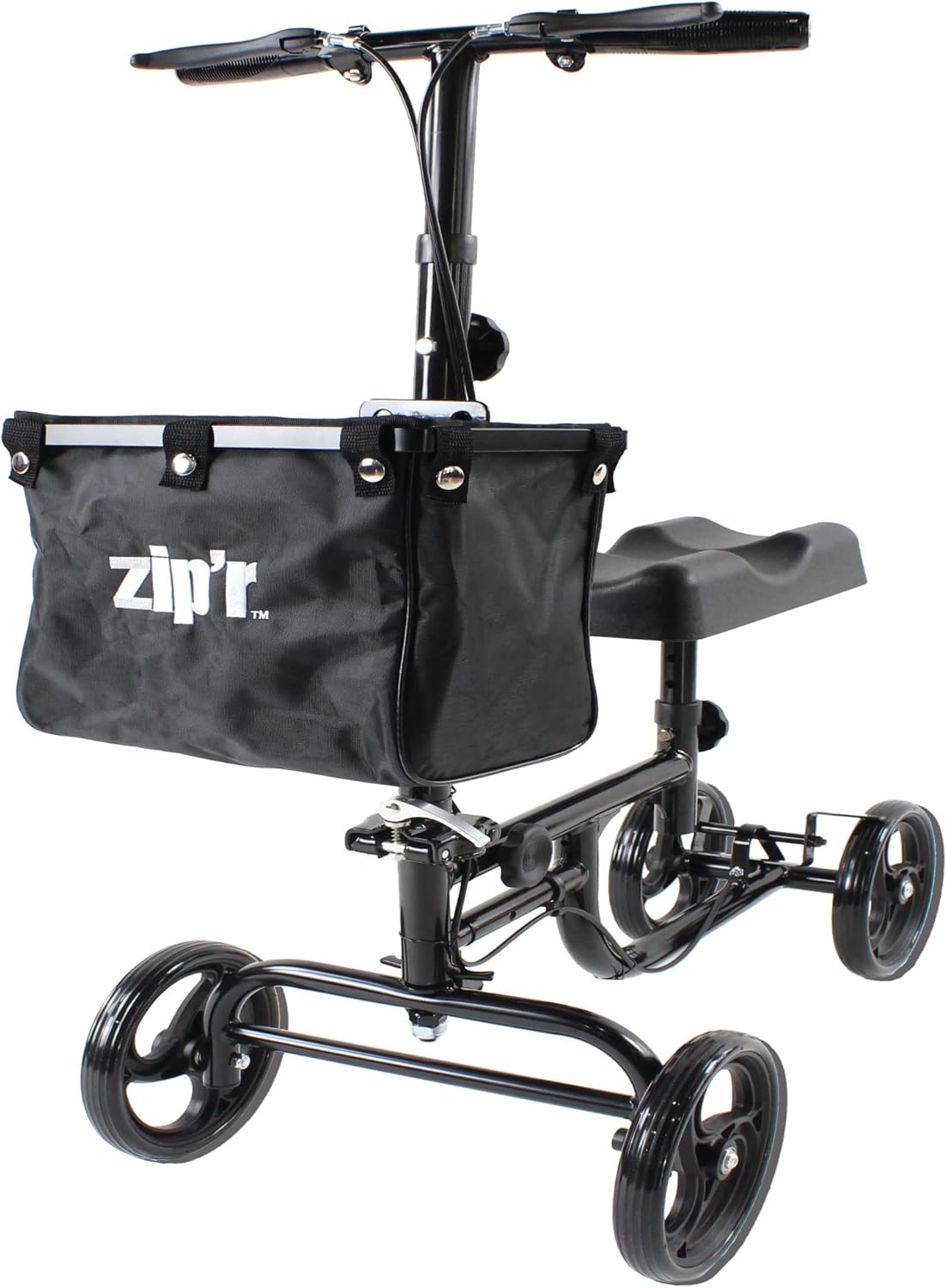Zipr Coaster Medical Knee Scooter - Portable Knee Roller Scooter - Knee Walker Scooter with Removable Storage Bag - Steerable Knee Scooter Crutch - Ambidextrous Dual Braking Rolling Knee Scooter Cart