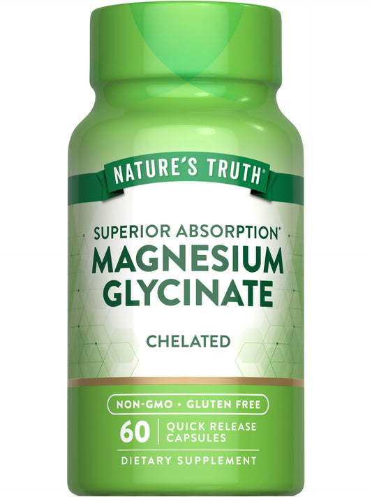 Nature's Truth Magnesium Glycinate Capsules | 200mg | 60 Count | Chelated Superior Absorption Formula | Non-GMO & Gluten Free Supplement