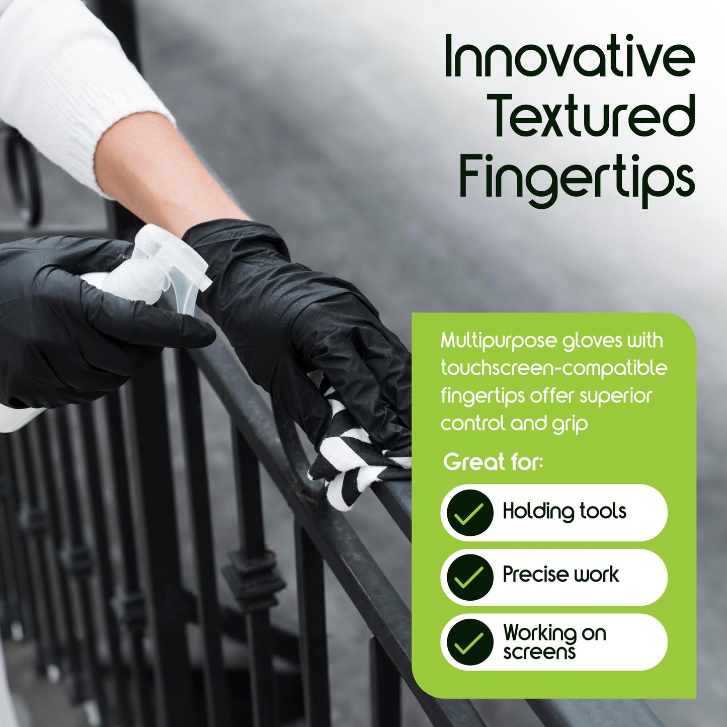 Inspire Black Nitrile Gloves | THE ORIGINAL Quality Black Gloves Disposable Latex Free | 4.5 Gloves Cooking Gloves