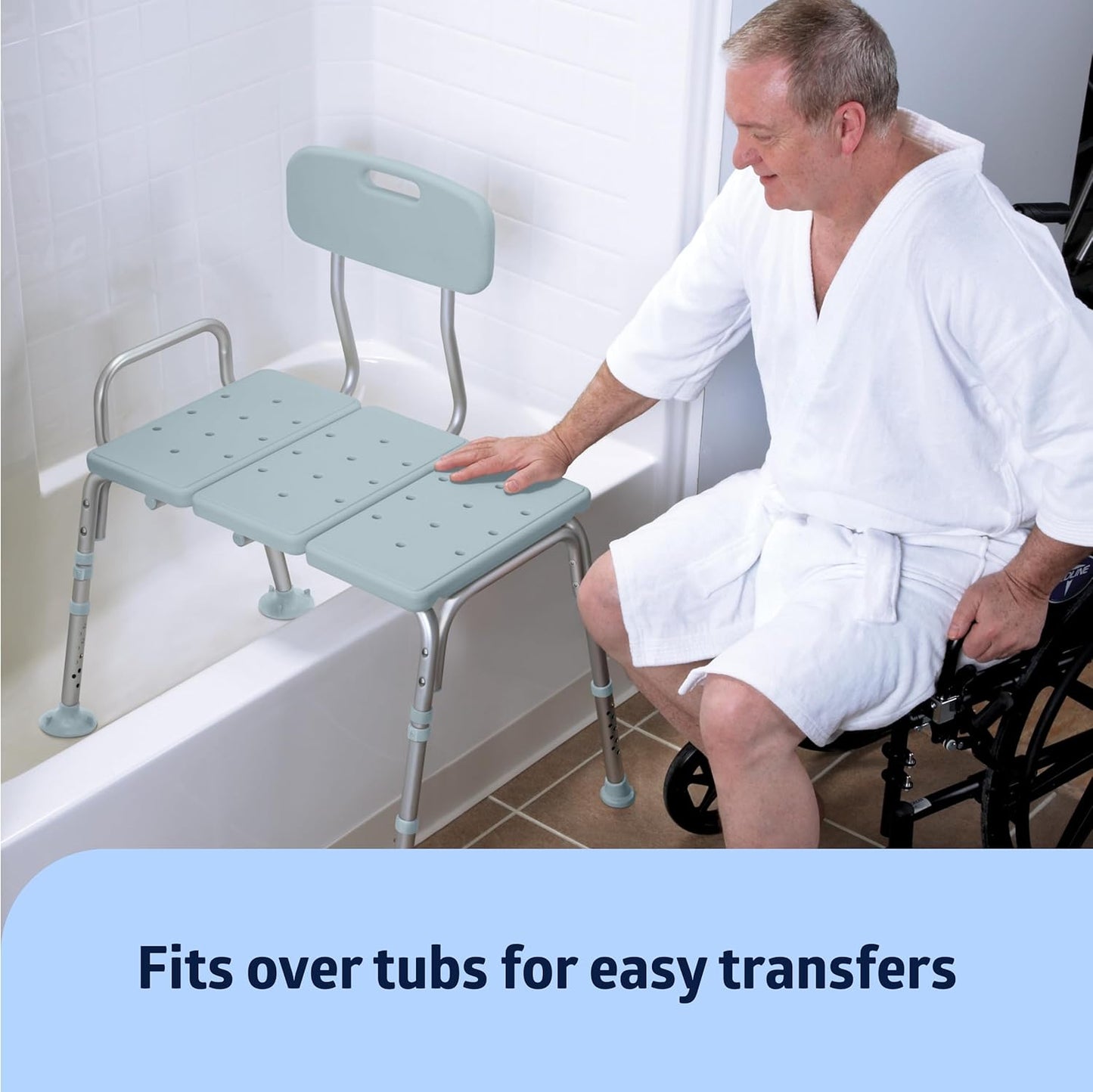 Medline Tub Transfer Bench and Shower Chair with Microban Antimicrobial Protection – Adjustable Bath Seat for Seniors