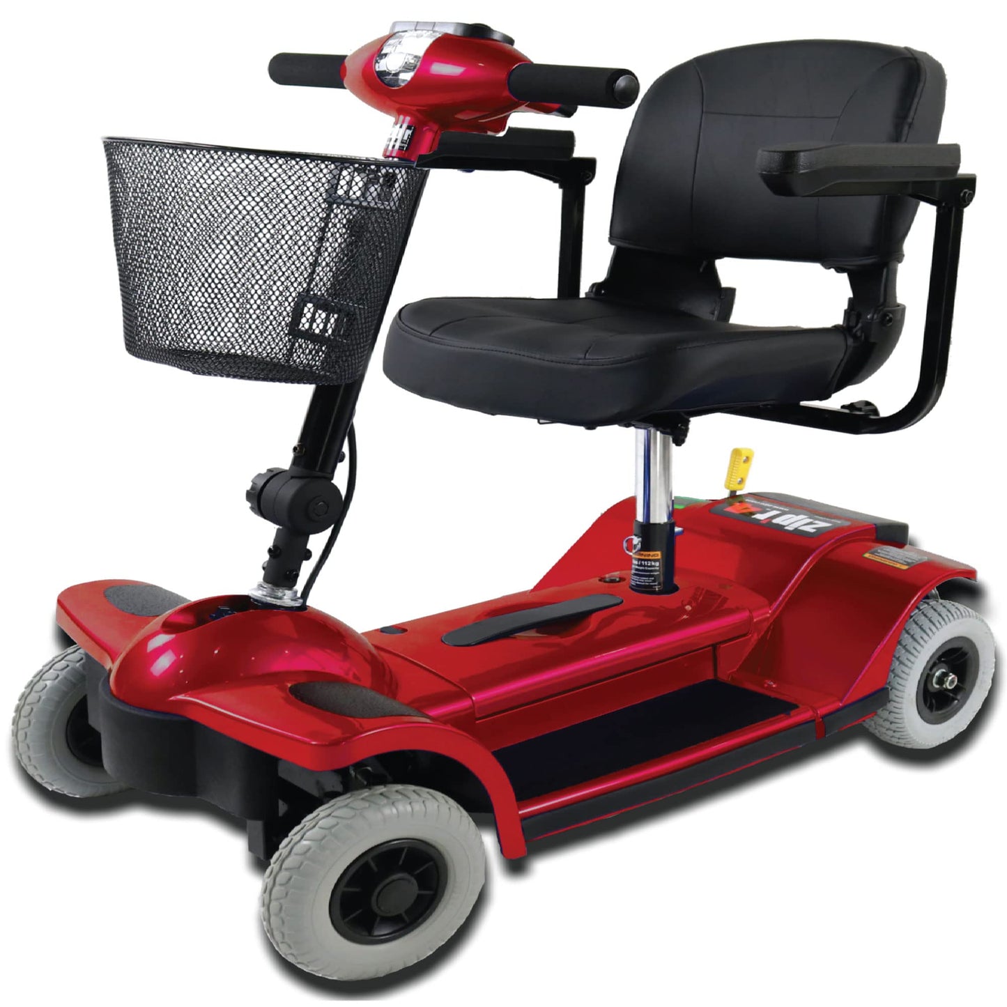 Zipr Traveler 4 Wheel Mobility Scooter - Upgraded Battery - Portable Folding Scooter - Adults, Seniors, Elderly - Charger and Metal Basket Included