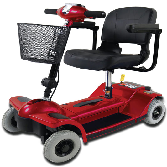 Zipr Traveler 4 Wheel Mobility Scooter - Upgraded Battery - Portable Folding Scooter - Adults, Seniors, Elderly - Charger and Metal Basket Included
