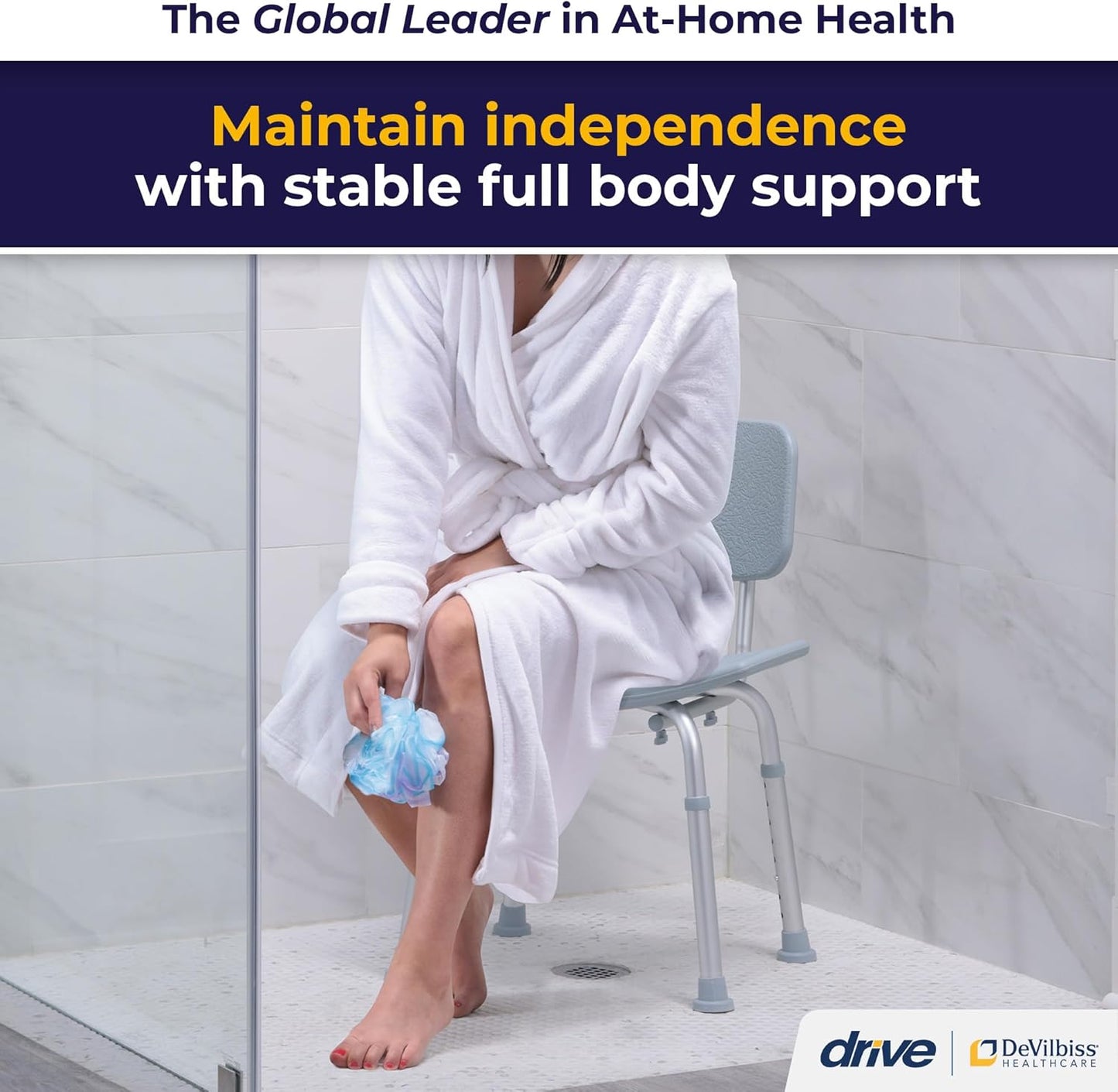 Drive Medical RTL12203KDR Shower Chair – Adjustable, Safe & Comfortable Bathing Solution