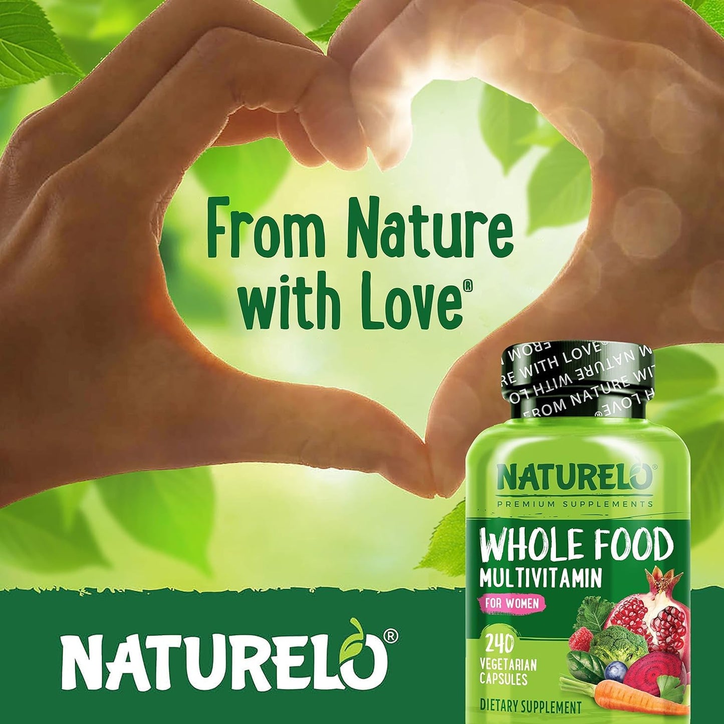 NATURELO Whole Food Multivitamin for Women - with Vitamins, Minerals, & Organic Extracts - Supplement for Energy and Heart Health - Non GMO - 120 Vegan Capsules