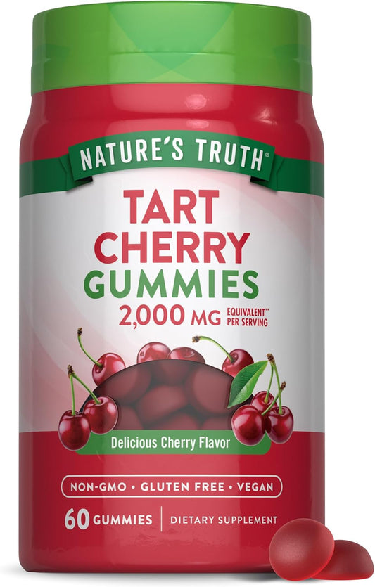 Nature's Truth Tart Cherry Gummies | 2000mg | 60 Count | Vegan, Non-GMO & Gluten Free Supplement | Cherry Flavor
