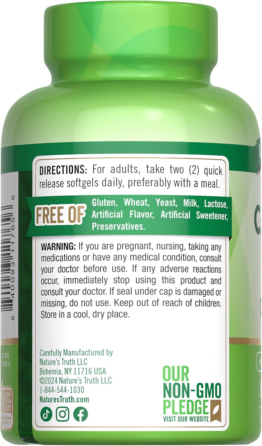 Nature's Truth Calcium 1200mg with Vitamin D3 5000 IU | 60 Softgels | from Calcium Carbonate | Non-GMO & Gluten Free Supplement
