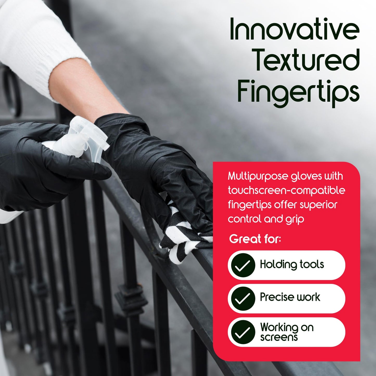 Inspire Black Nitrile Gloves | THE ORIGINAL Quality Black Gloves Disposable Latex Free | 4.5 Gloves Cooking Gloves