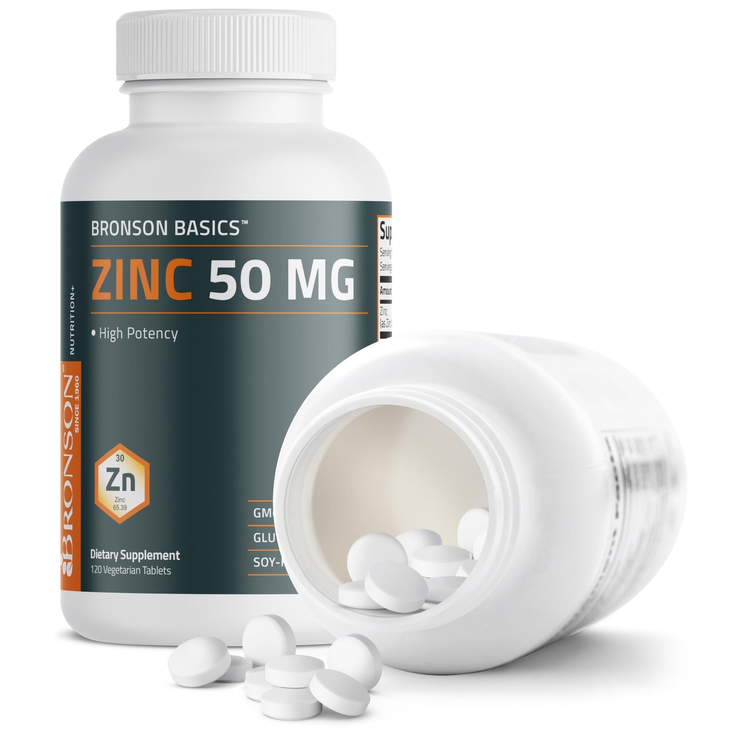 Bronson Zinc 50 MG High Potency One Year Supply Supports Immune, Antioxidant & Skin Health - Non-GMO, 360 Vegetarian Tablets