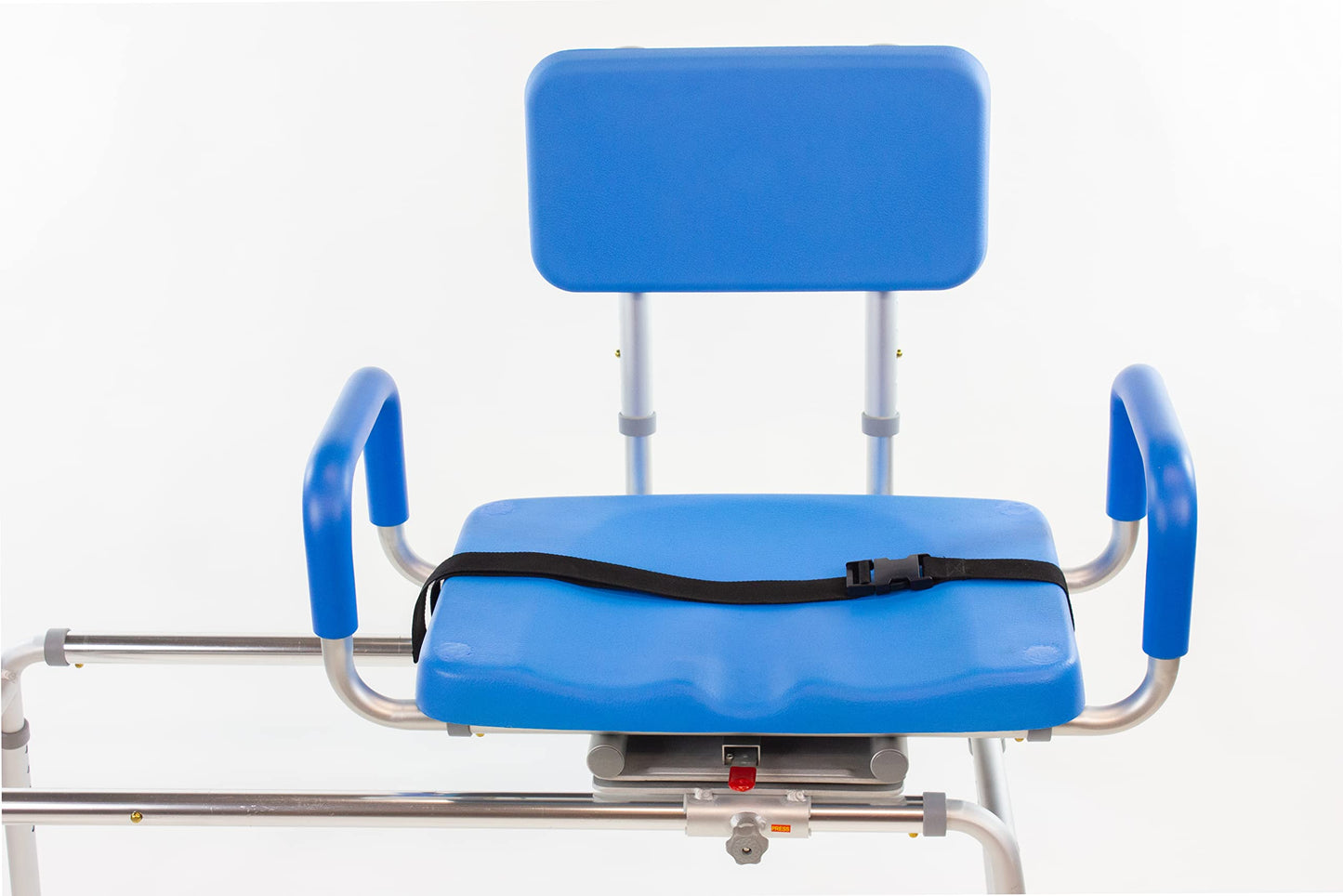 Platinum Health Carousel Sliding Shower Chair Tub Transfer Bench with Swivel Seat, Premium Padded, Pivoting Arms, Adjustable Space Saving Design for Tubs, Inside Shower, for Handicap & Seniors, Blue