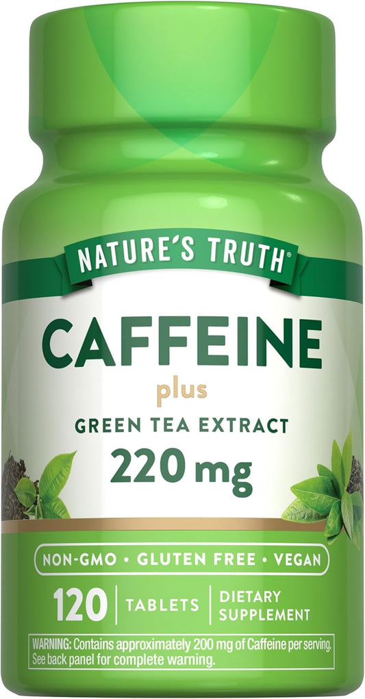 Nature's Truth Caffeine Pills | 220mg | 120 Count | With Green Tea Extract | Vegan, Non-GMO & Gluten Free Supplement