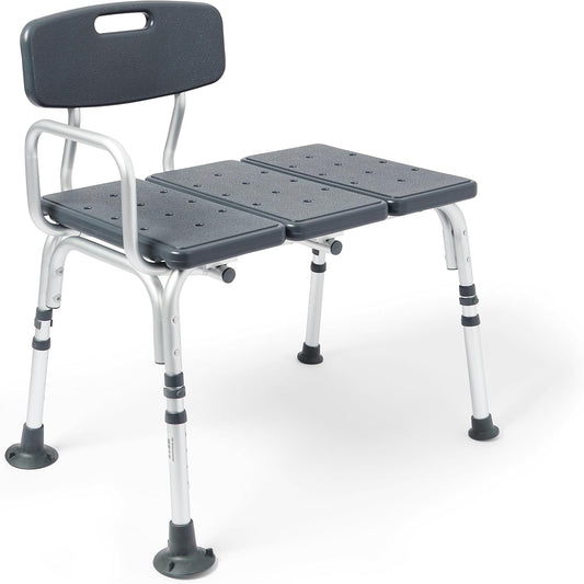 Medline Tub Transfer Bench and Shower Chair with Microban Antimicrobial Protection – Adjustable Bath Seat for Seniors