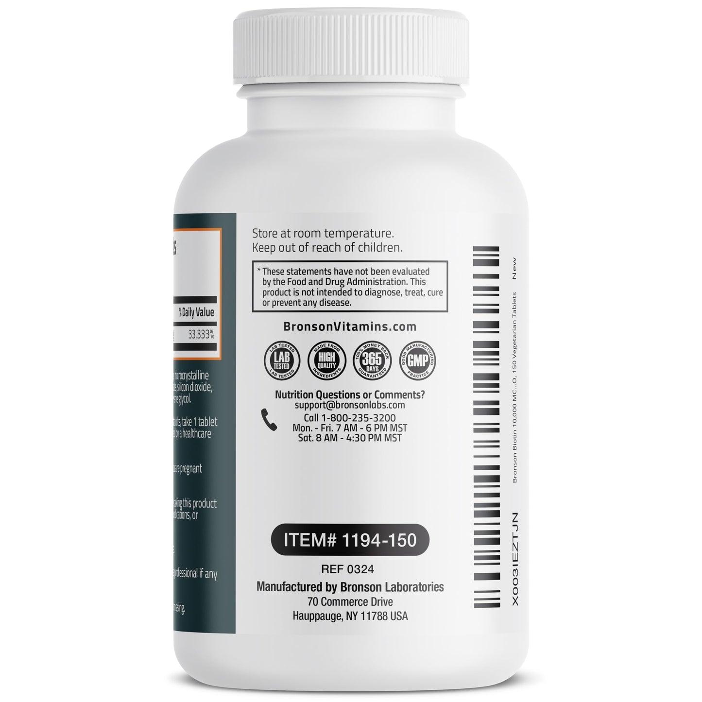 Bronson Biotin 10,000mcg, Supports Healthy Hair, Skin and Nails, Vegetarian, Non-GMO, 150 Tablets
