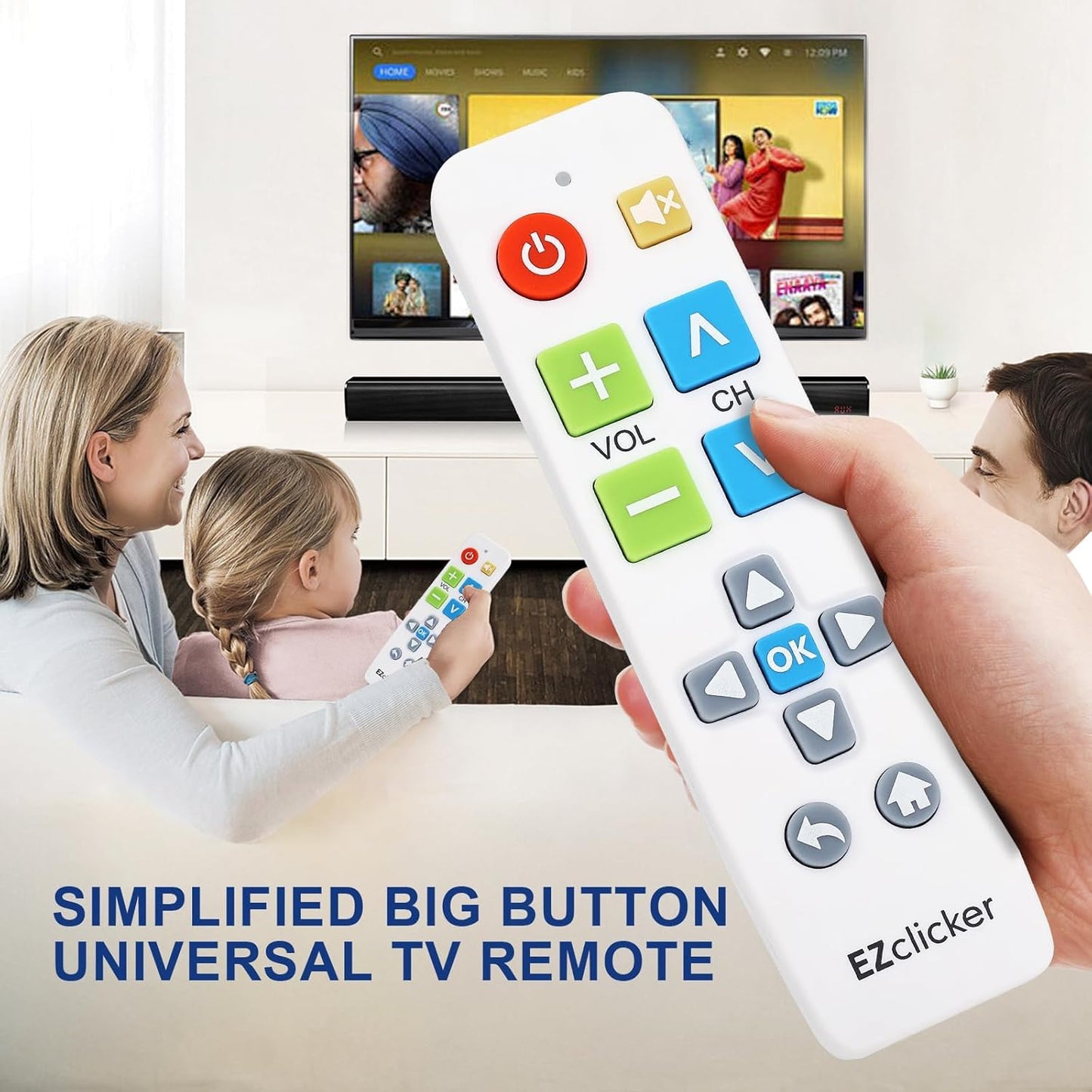 Big Button Universal TV Remote (Black) – Simple, Accessible & Smart Control