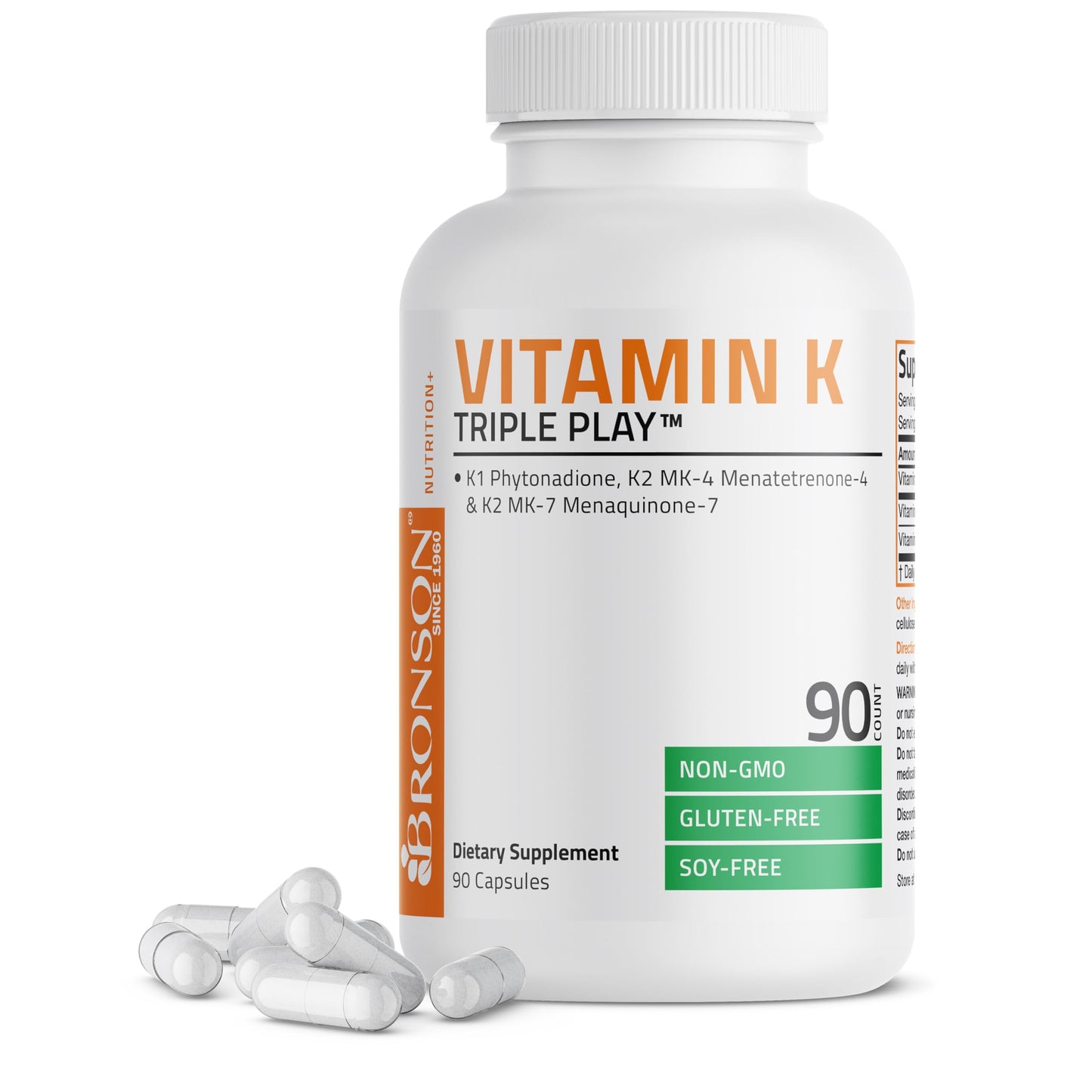 Vitamin K Triple Play (Vitamin K2 MK7 / Vitamin K2 MK4 / Vitamin K1) Full Spectrum Complex Vitamin K Supplement, 180 Capsules