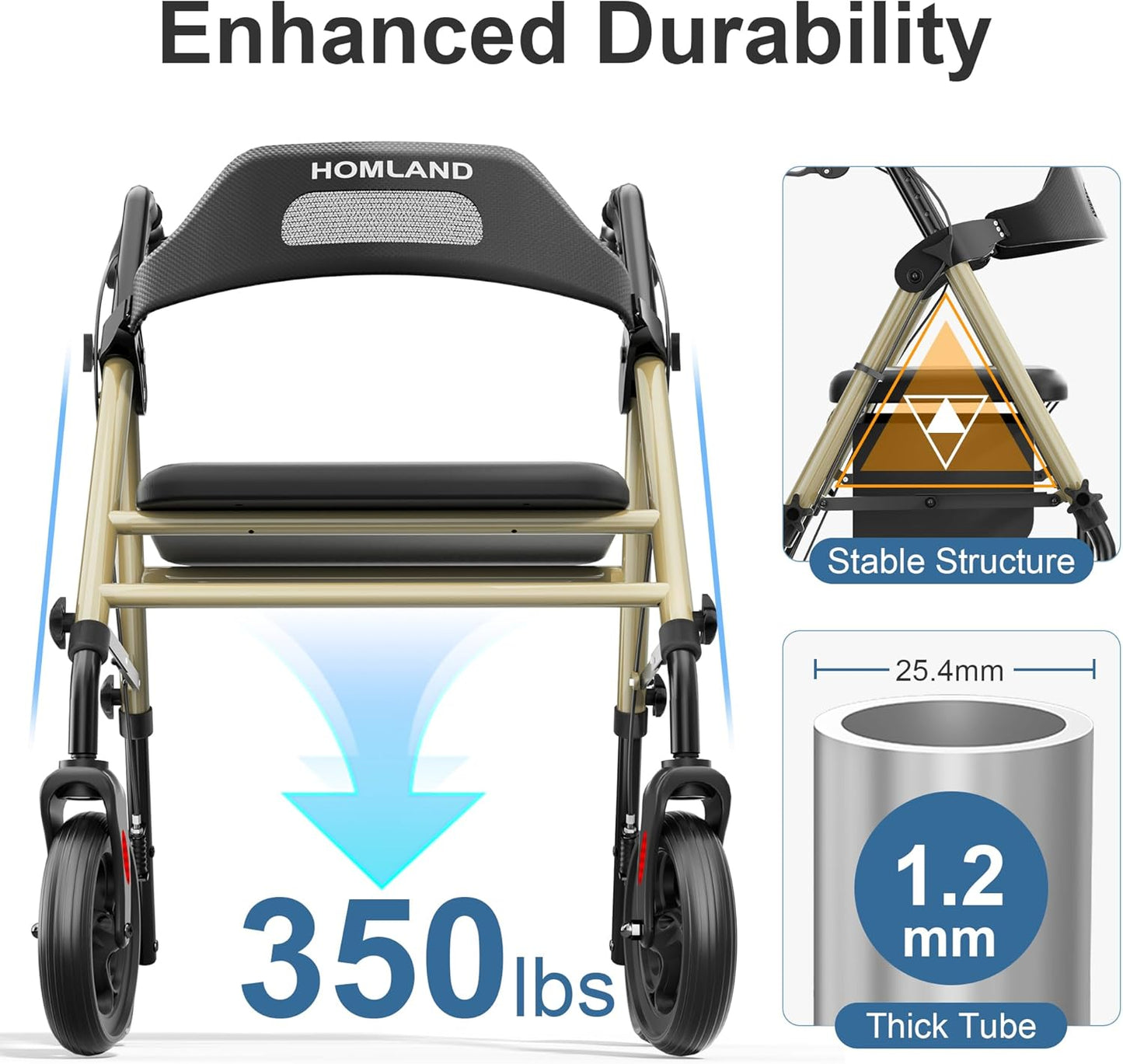 Rollator Walker with Seat and Chair for Inside Shower with Arms