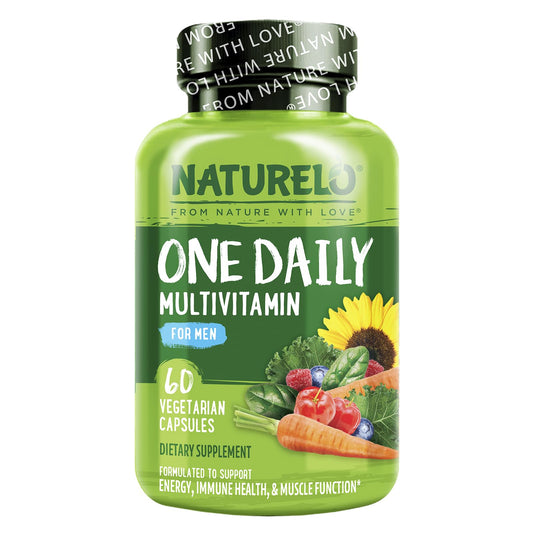 NATURELO Mens Multivitamins - One Daily Multivitamin for Men with Vitamins, Minerals & Organic Whole Foods, Boost Energy & Health, Non-GMO, 120 Vegetarian Capsules