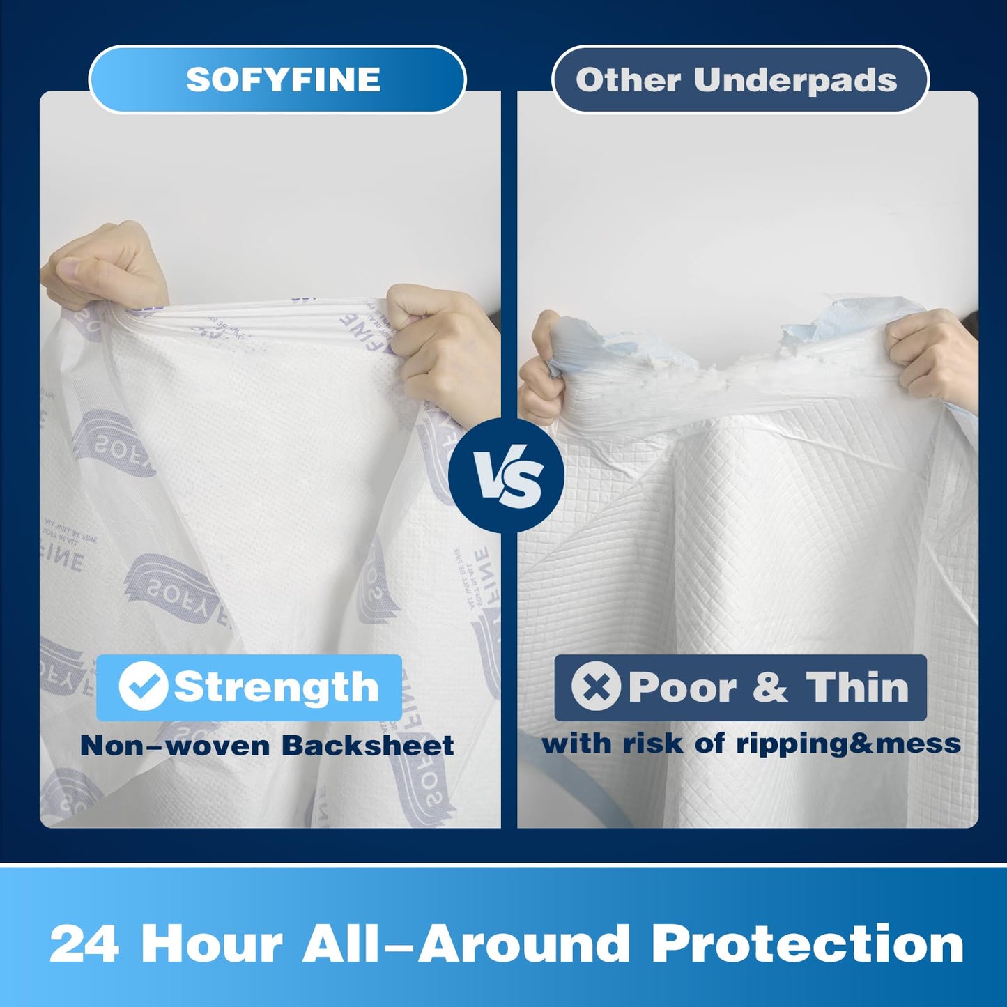 150 Gram Heavy Duty Chucks 40"x36" Disposable Tear Resistant Adult Incontinence Bed Pads,3XL Extra Large Thicken Puppy Pee Pad,10X Super Absorbency 360 Lb Transfer[20 Pads]