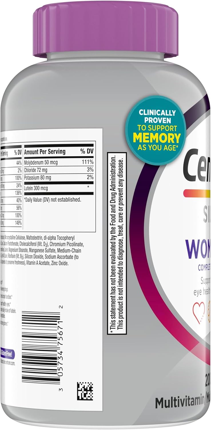 Centrum Silver Women's Multivitamin for Women 50 Plus – Essential Daily Nutrition for Memory, Cognition & Overall Wellness