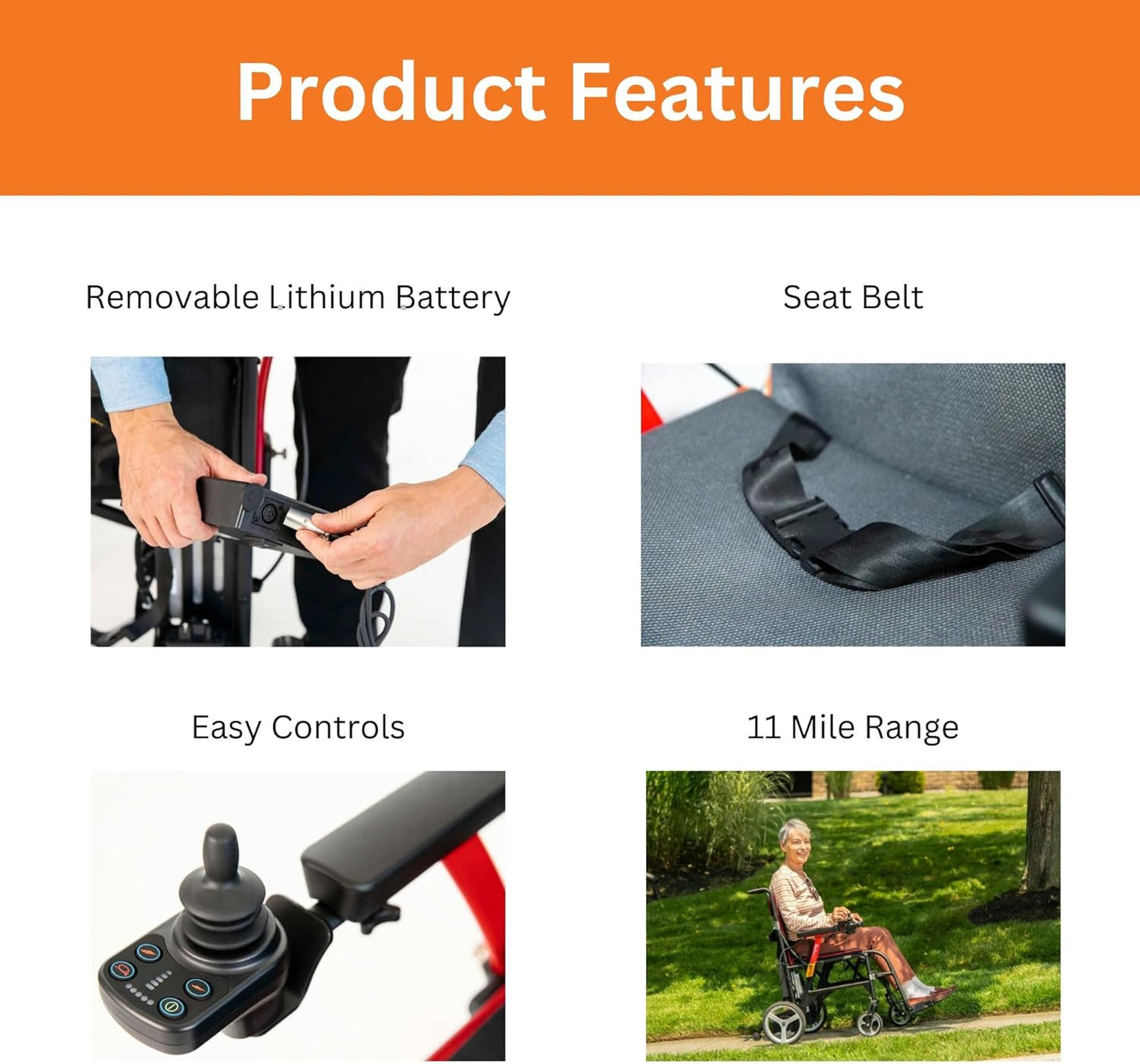 FeatherMobility - Black Lightweight Foldable Electric Power Wheelchair - Left Hand Joystick - 33lb Frame