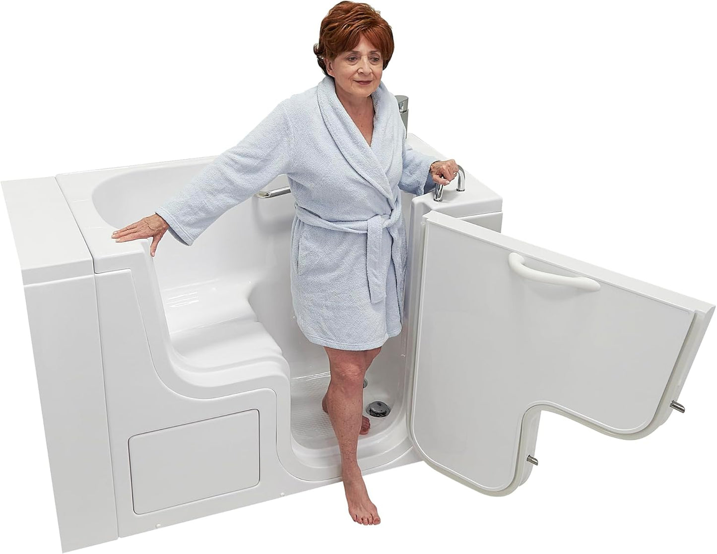 Ella Wheelchair Transfer 26"x52" Acrylic Soaking Walk-In-Bathtub, Right Outward Swing Door, Heated Seat, 2 Piece Fast Fill Faucet, 2" Dual Drain