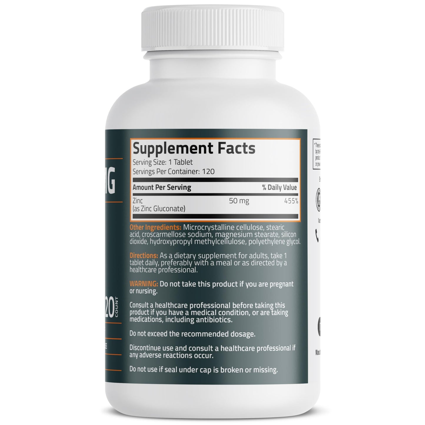 Bronson Zinc 50 MG High Potency One Year Supply Supports Immune, Antioxidant & Skin Health - Non-GMO, 360 Vegetarian Tablets