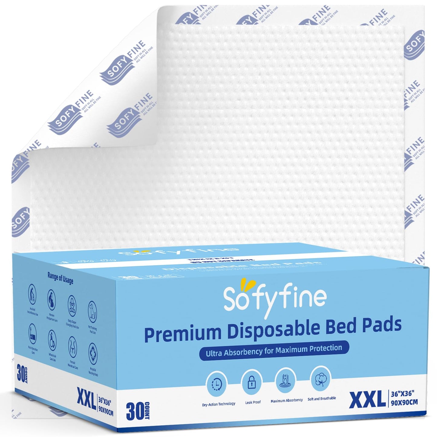 150 Gram Heavy Duty Chucks 40"x36" Disposable Tear Resistant Adult Incontinence Bed Pads,3XL Extra Large Thicken Puppy Pee Pad,10X Super Absorbency 360 Lb Transfer[20 Pads]