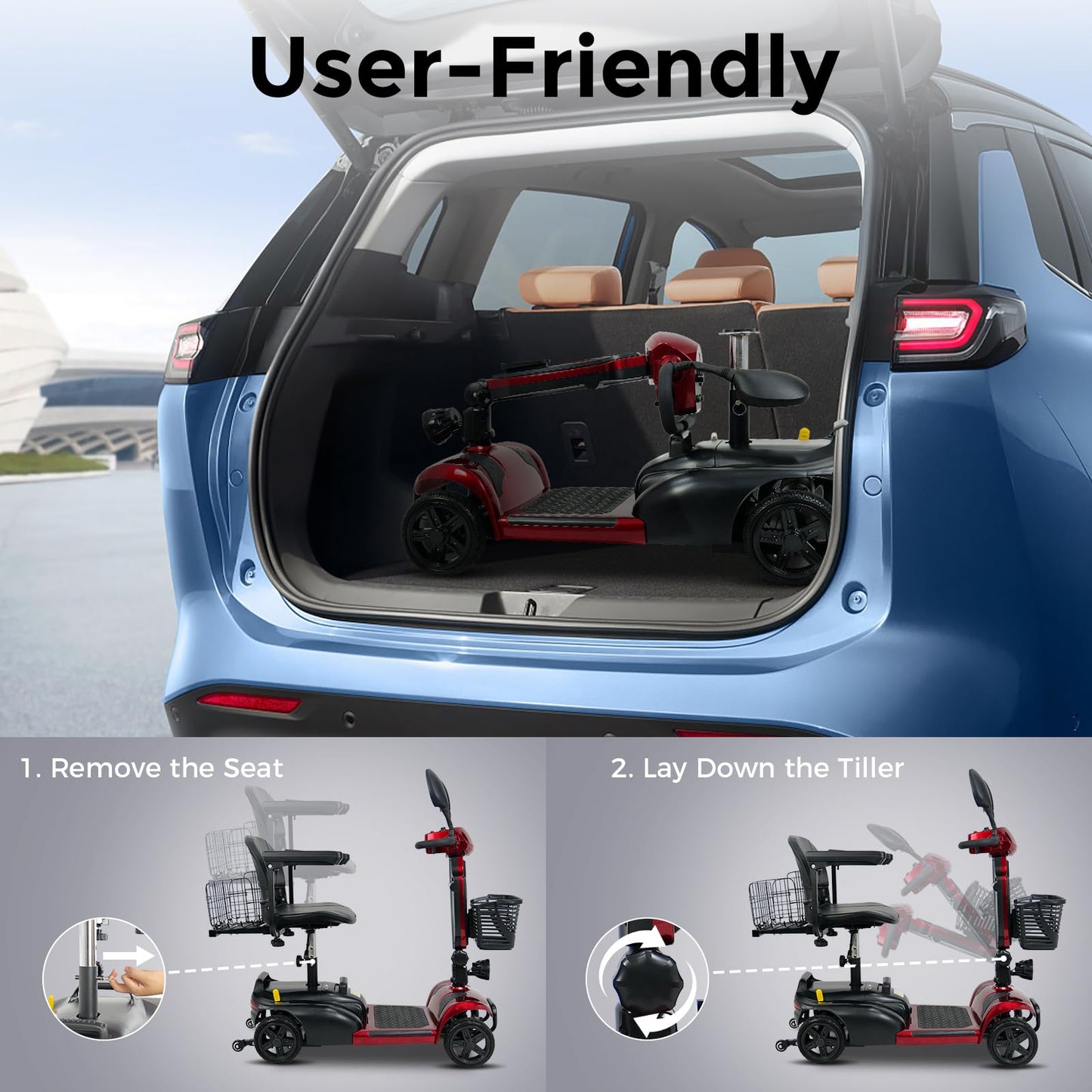 30 Miles Long Range 4-Wheel Electric Mobility Scooter – Powerful, Foldable & Reliable Travel Solution